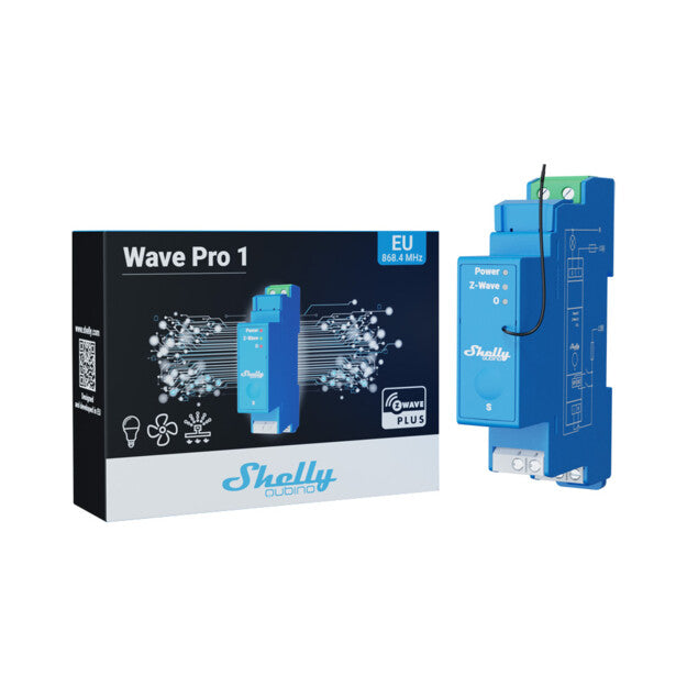 Shelly Wave Pro 1 – 1-Channel Z-Wave DIN-Rail Smart Relay (Dry Contacts)