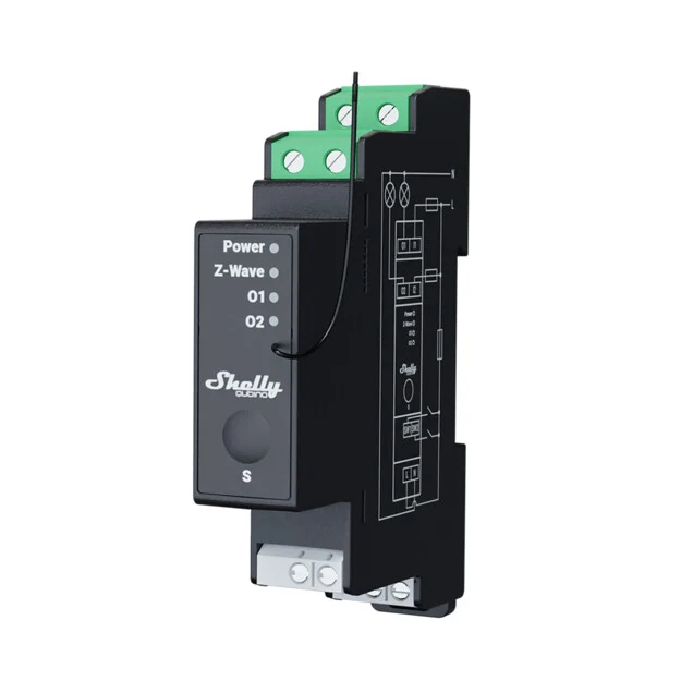 Shelly Wave Pro 2PM – 2-Channel Z-Wave DIN-Rail Smart Relay (Power Monitoring)
