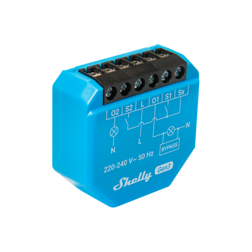 Shelly 2L Gen3 – Wi-Fi Smart Relay (No Neutral Required, 2 Channels)