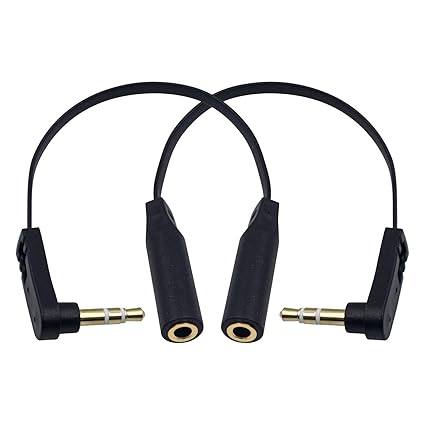 Maxhood 3.5mm Right Angle AUX Extension Cable (2-Pack, 6.8 inch)