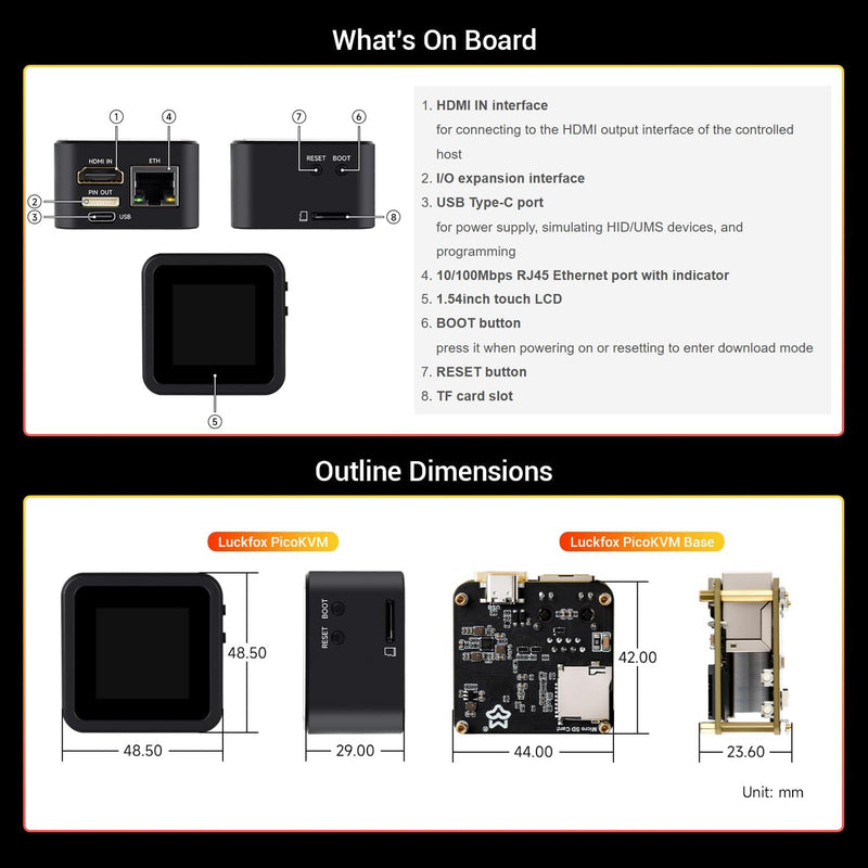 Luckfox PicoKVM Remote IP KVM (Metal Case, Touch Display)
