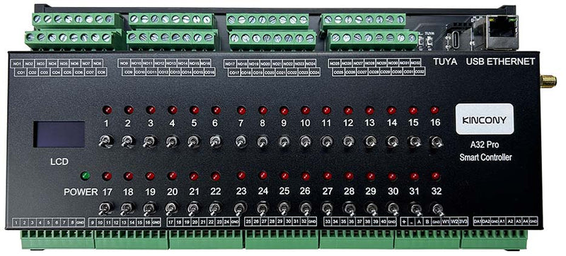 KinCony A32 Pro – 32-Channel ESP32-S3 Relay Controller (DIN-Rail)
