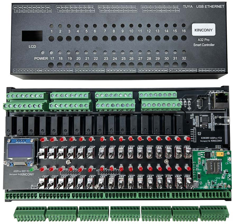 KinCony A32 Pro – 32-Channel ESP32-S3 Relay Controller (DIN-Rail)