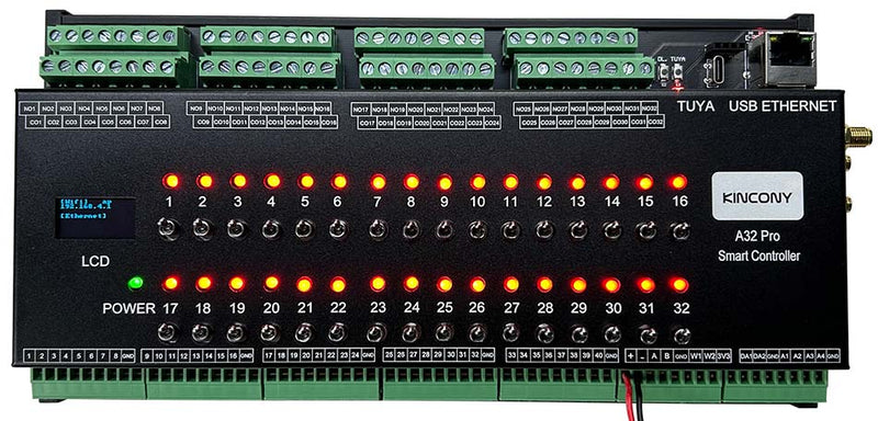 KinCony A32 Pro – 32-Channel ESP32-S3 Relay Controller (DIN-Rail)