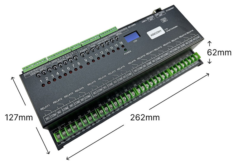 KinCony F16 – 16-Channel ESP32-S3 Relay Controller (DIN-Rail)