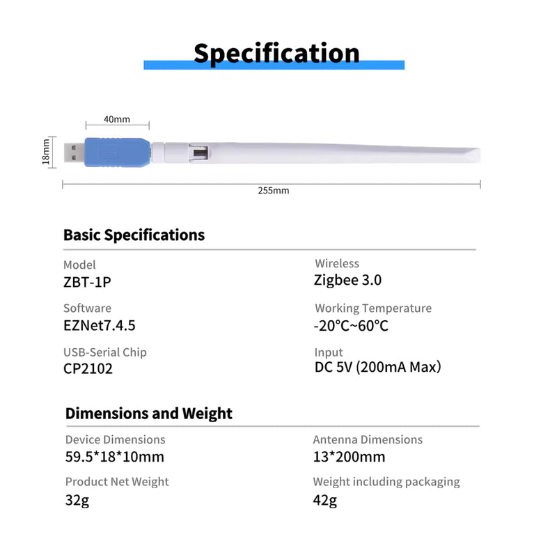 Zigbee 3.0 USB Coordinator – ZBT-1 / ZBT-2 Alternative, Home Assistant Ready (Plug & Play)