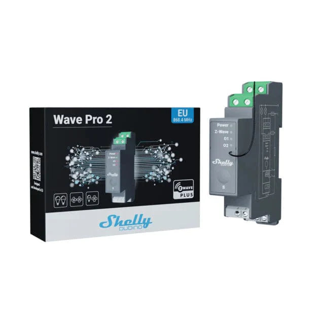 Shelly Wave Pro 2 – 2-Channel Z-Wave DIN-Rail Smart Relay (Dry Contacts)