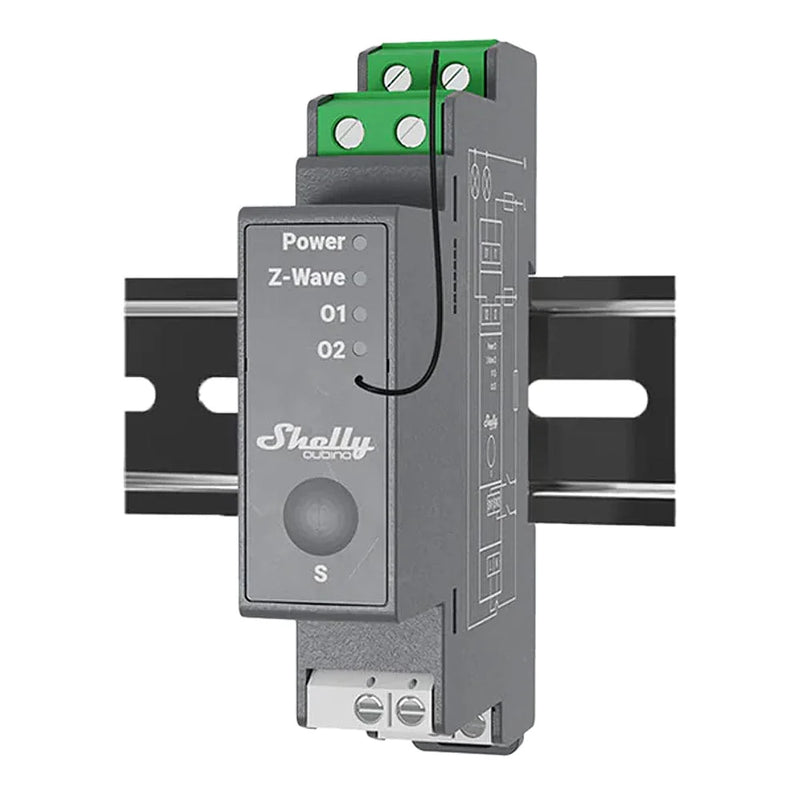 Shelly Wave Pro 2 – 2-Channel Z-Wave DIN-Rail Smart Relay (Dry Contacts)