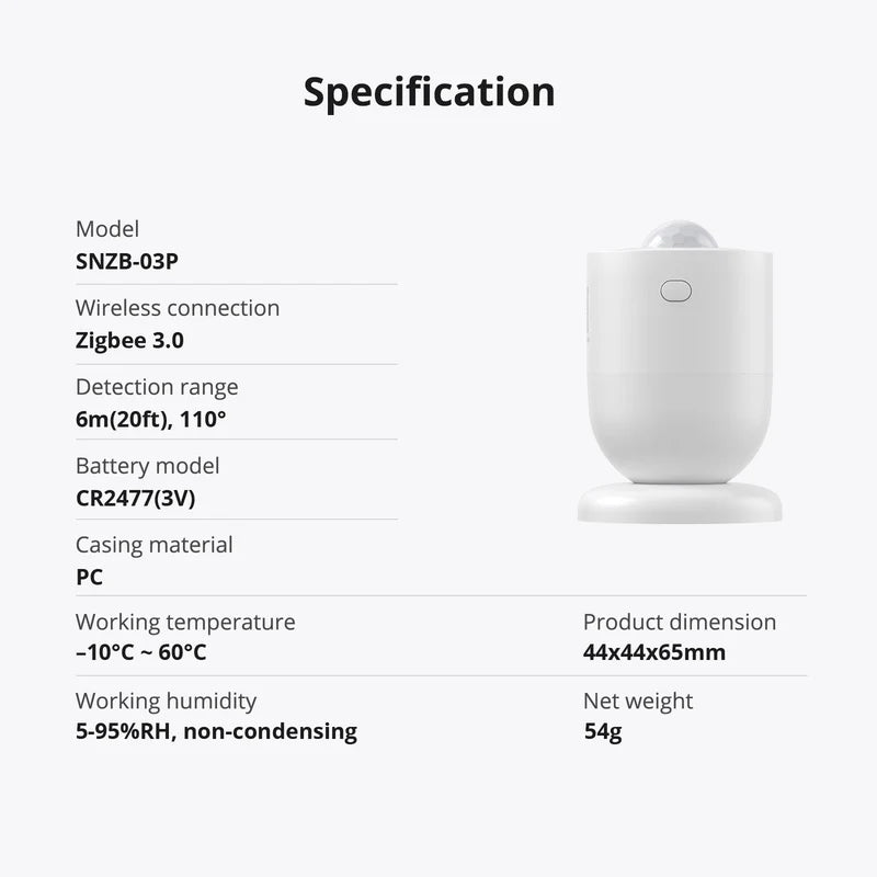 SONOFF SNZB-03P Zigbee Motion Sensor
