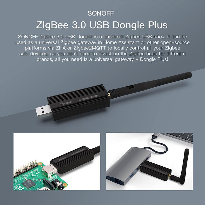 SONOFF Universal Zigbee 3.0 USB Dongle Plus Gateway with Antenna for Home Assistant and more